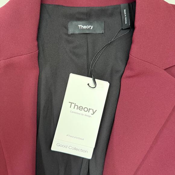 THEORY Admiral Double Breasted Crop Jacket in Grenache - Picture 14 of 14
